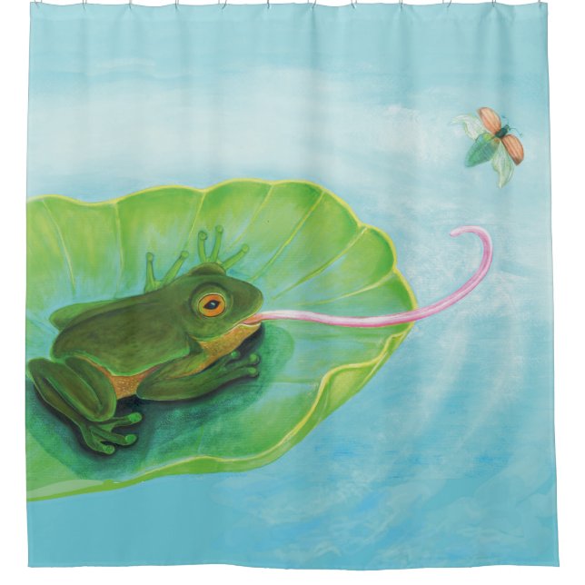 Frog Catching Bug Shower Curtain (Front)