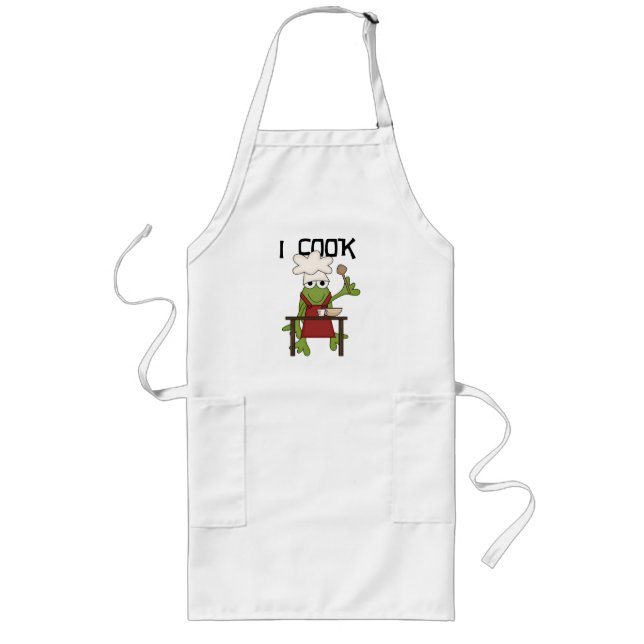 Frog Chef I Cook Tshirts and Gifts Long Apron (Front)