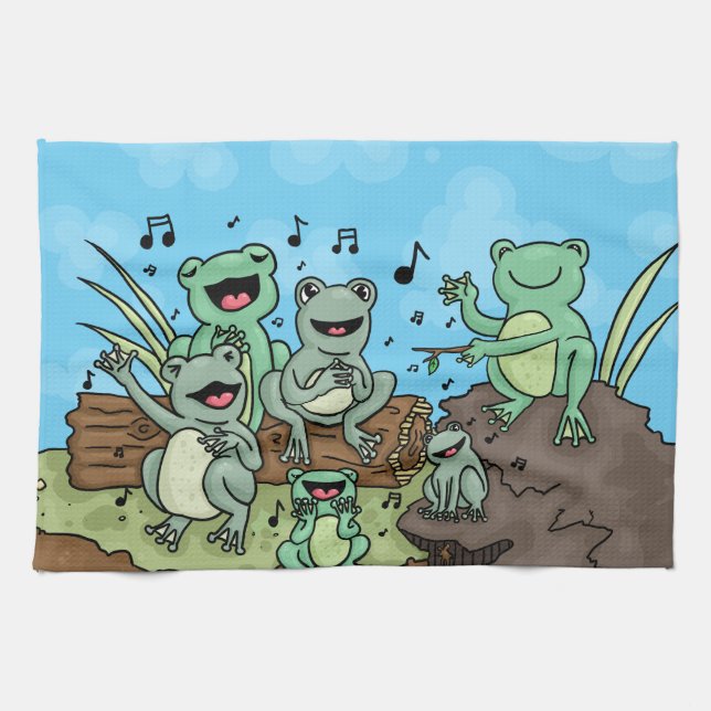 Frog Chorus Tea Towel (Horizontal)