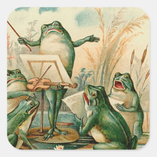 Frog Chorus Vintage Illustration Square Sticker