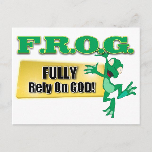 FROG CHRISTIAN ACRONYM FULLY RELY ON GOD POSTCARD (Front)