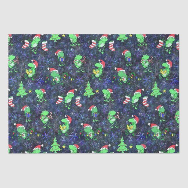 Frog Christmas -- Cute Frog Purple Snow Xmas Party Tissue Paper (Front)