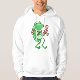 Frog Christmas -- Frog, Candy Cane Xmas Hoodie