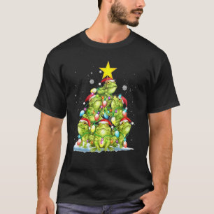 Frog Christmas Light Tree Xmas Santa T-Shirt