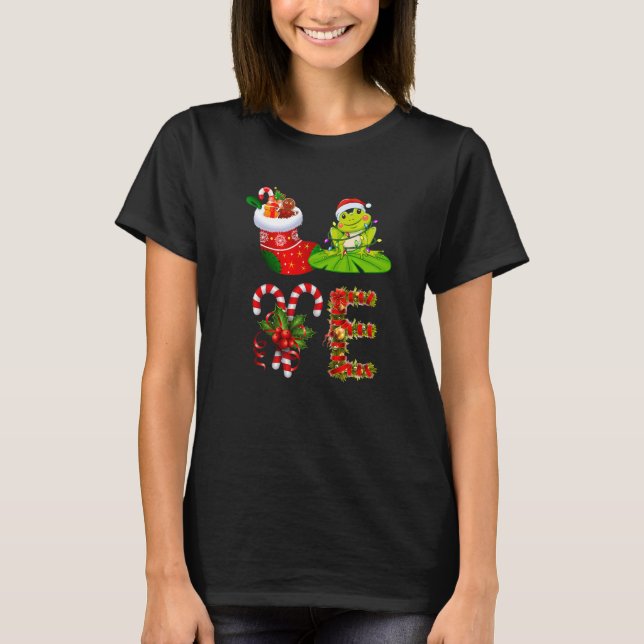 Frog Christmas Lights Led  Santa Hat Christmas T-Shirt (Front)