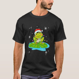 Frog Christmas Lights Led   Santa Hat Christmas   T-Shirt
