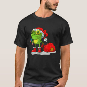 Frog Christmas Lights Tree Cute Santa Frog Pajamas T-Shirt