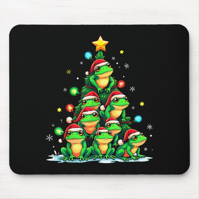 Frog Christmas Tree Funny Hopper Holiday Cute Frog Mouse Pad (Front)