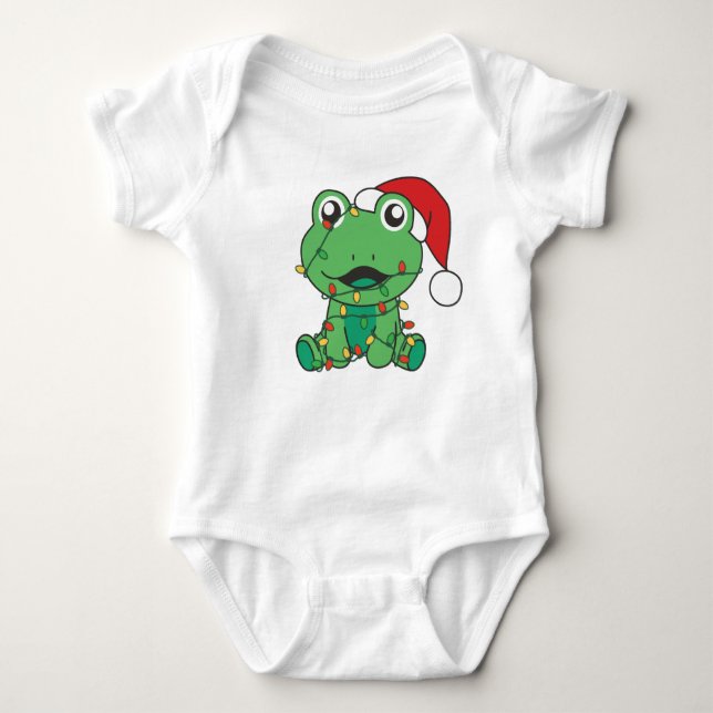 Frog Christmas Winter Animals Holiday Frogs Baby Bodysuit (Front)