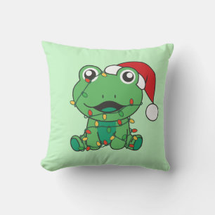 Frog Christmas Winter Animals Holiday Frogs Cushion