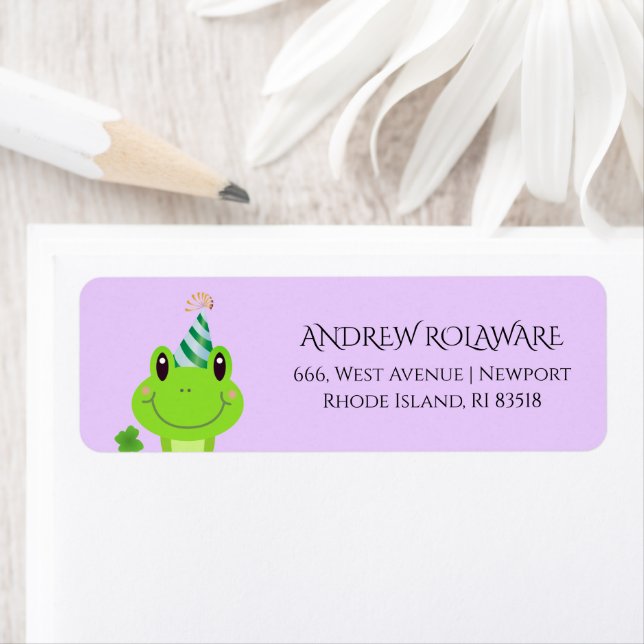 Frog Clover Return Address Lilac Return Address Label (Insitu)
