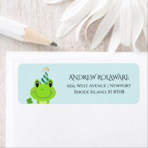 Frog Clover Return Address Sky Blue Label