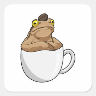 Frog Coffee Coffee bean Square Sticker