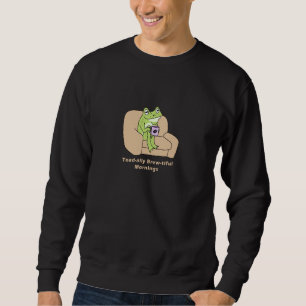 Frog & Coffee Pun, Funny Frog Sitting on a Sofa wi Sweatshirt