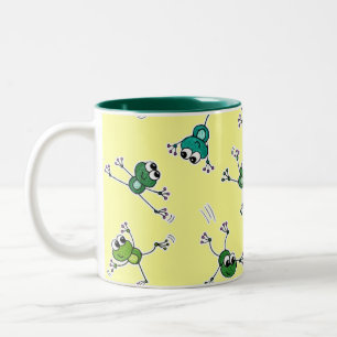 Frog Collage Two-Tone Coffee Mug