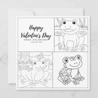 Frog Colouring Page Kid Boy Card Happy Valentine's