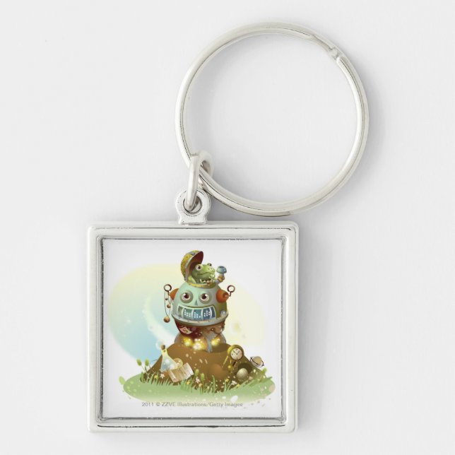 Frog coming out from an UFO Key Ring (Front)