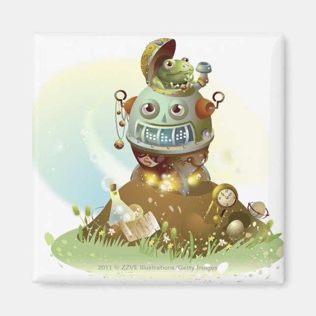 Frog coming out from an UFO Magnet (Front)