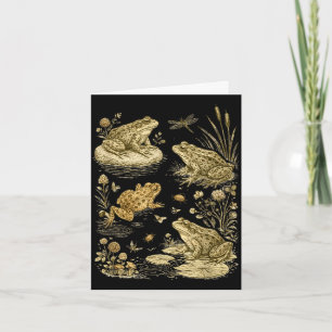 Frog cottagecore life vintage botanical graphic card