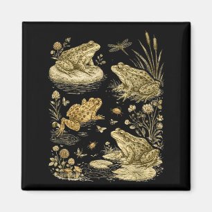 Frog cottagecore life vintage botanical graphic magnet