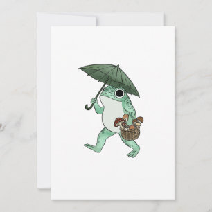 Frog Cottagecore Picking Mushroom Illustration Invitation