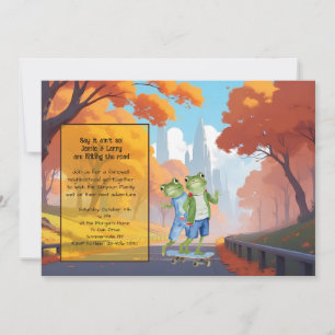 Frog Couple on Skateboard Invitation