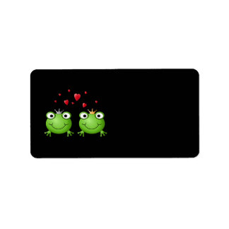 Frog Couple with hearts. Label