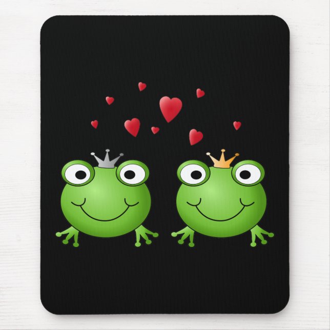 Frog Couple with hearts. Mouse Pad (Front)