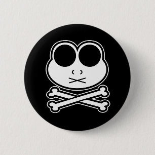 Frog Cross Bone - Cutout 6 Cm Round Badge