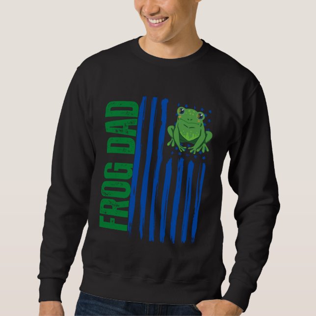 Frog Dad American Flag  Frog  Cute Father Day Sweatshirt (Front)