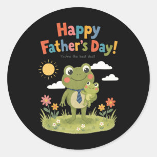Frog Dad Cute Fathers Day Cartoon Design Classic Round Sticker