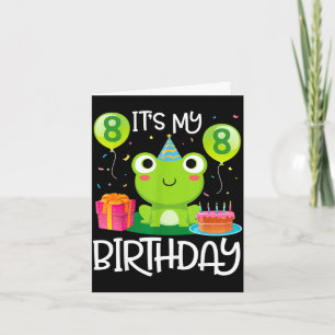 Frog dance balloons cake happy 8 years birthday card