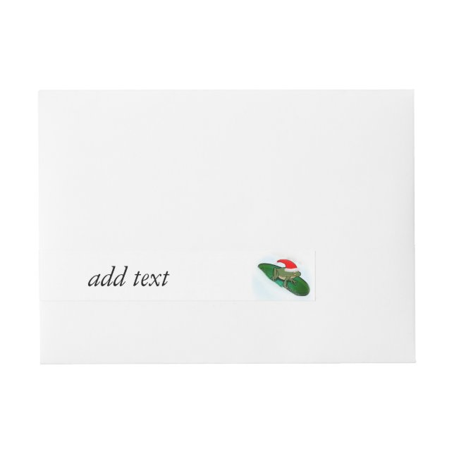 Frog Dashing Through the Snow on a Lily Pad Wraparound Address Label (Front)
