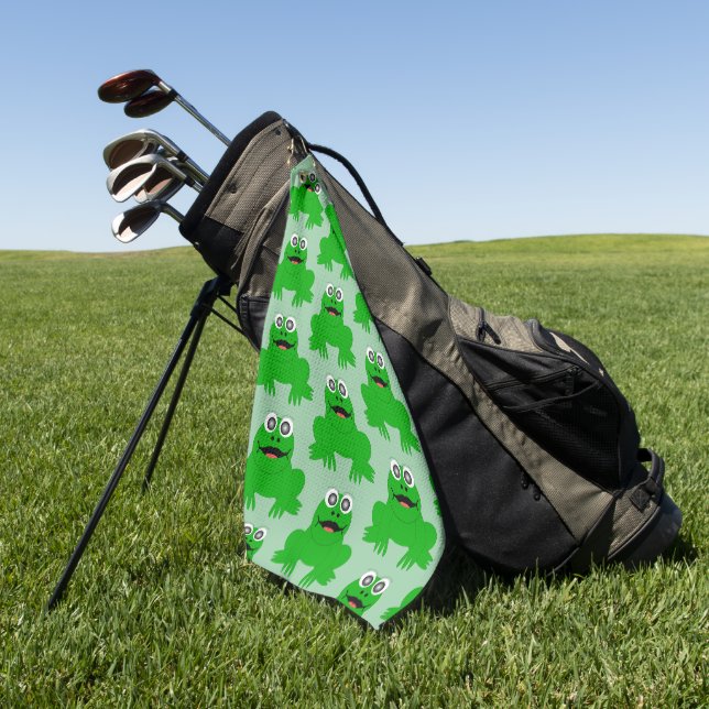 Frog Design Any Colour Background Golf Towel (Green)
