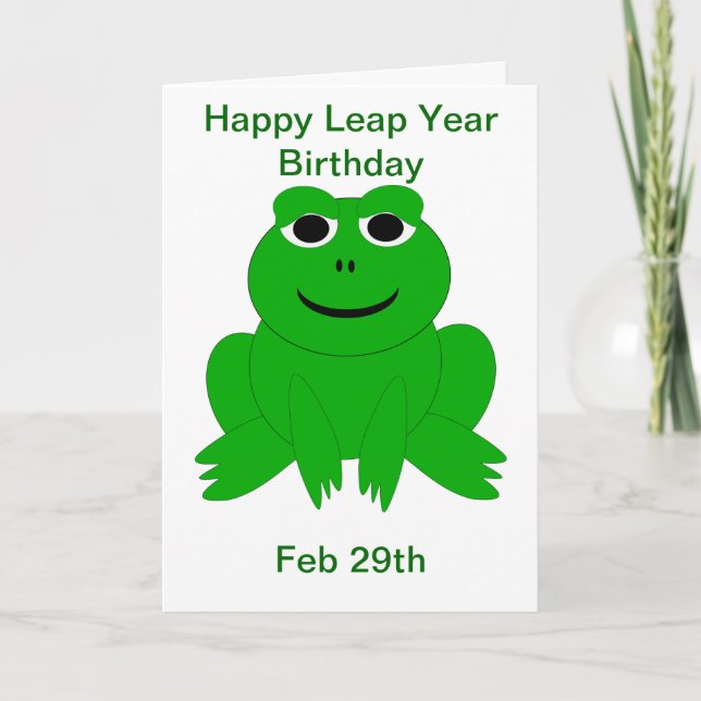 Frog Design Leap Year Birthday Card (Front)