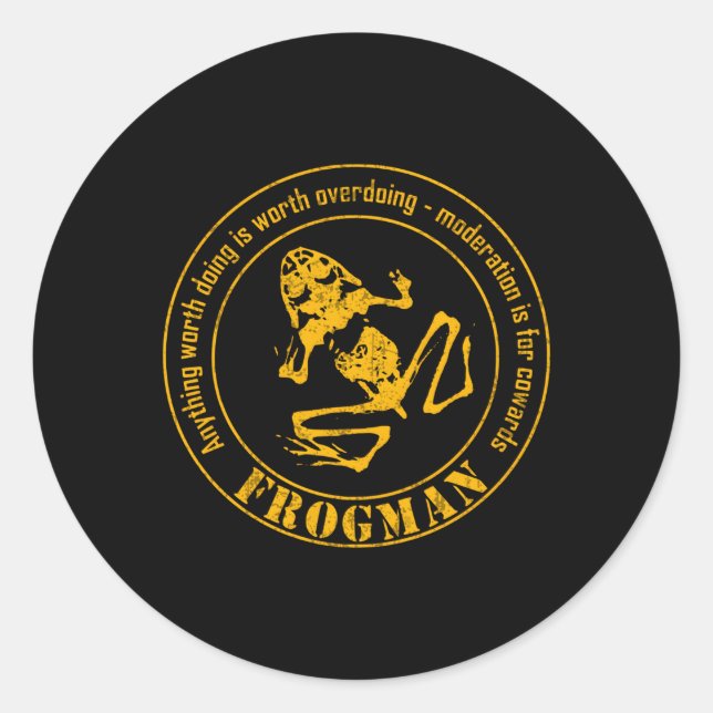 Frog Diver Distressed Classic Round Sticker (Front)