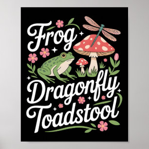 Frog Dragonfly Toadstool Poster