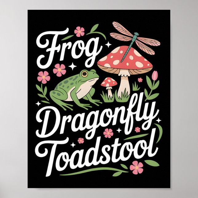 Frog Dragonfly Toadstool  Poster (Front)
