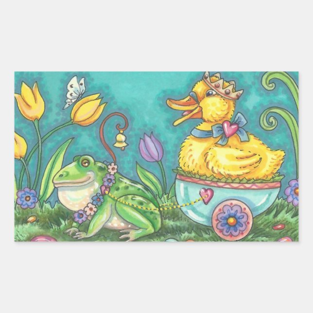 FROG & DUCK EASTER EGG STICKERS Sheet Rectangle (Front)