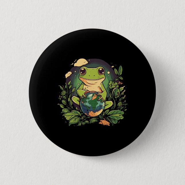 Frog Earth Day  6 Cm Round Badge (Front)