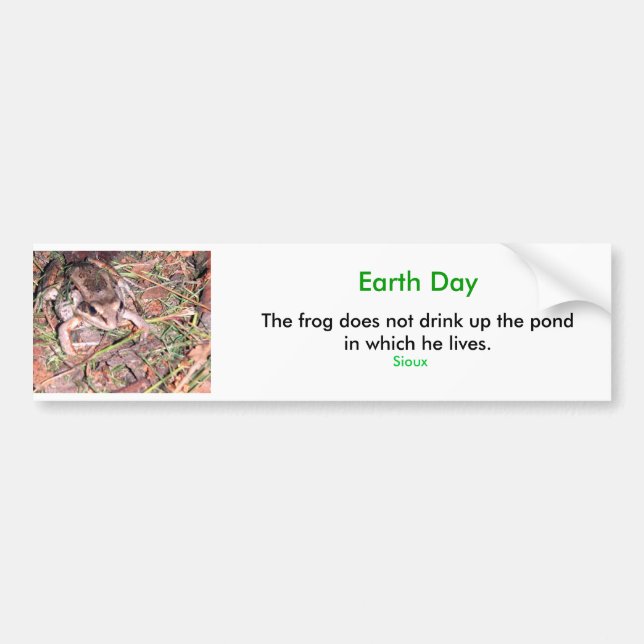 Frog, Earth Day Bumper Sticker (Front)