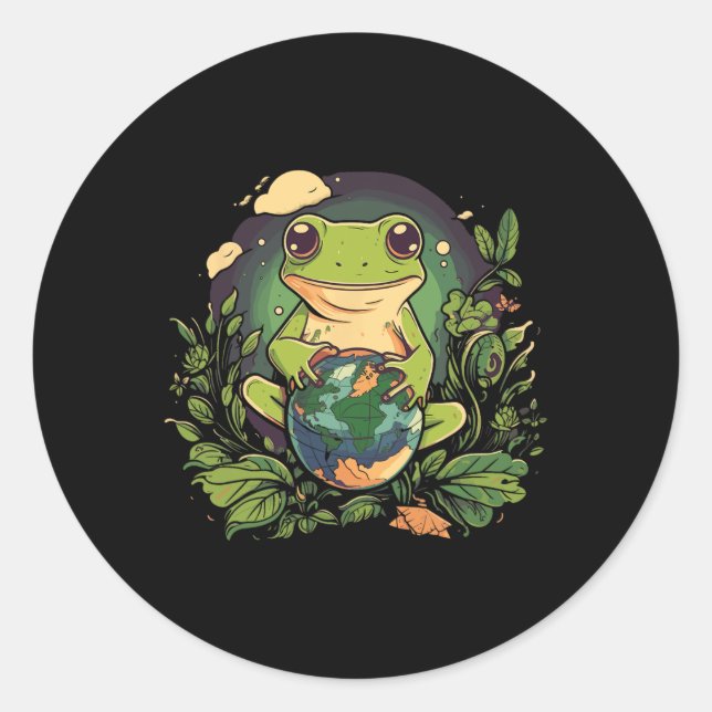 Frog Earth Day  Classic Round Sticker (Front)