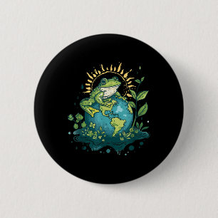 Frog Earth Day Frog Earth Day Green Themed 6 Cm Round Badge