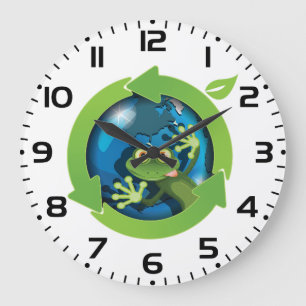 Frog Earth Day Recycling Eco Friendly Large Clock