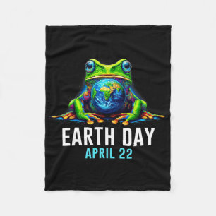 Frog Earth Day Save The Planet Colourful Fleece Blanket