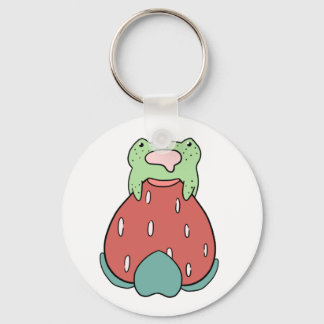 Frog Eating a Strawberry Key Ring