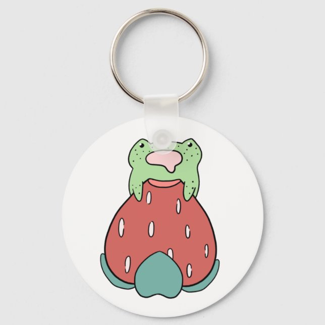 Frog Eating a Strawberry Key Ring (Front)