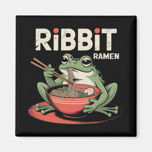 Frog Eating Ramen Funny Ribbit Ramen Magnet