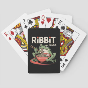 Frog Eating Ramen Funny Ribbit Ramen Playing Cards