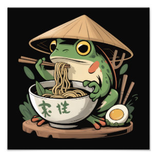 Frog Eating Ramen Kawaii Neko Japanese Noodles Photo Print